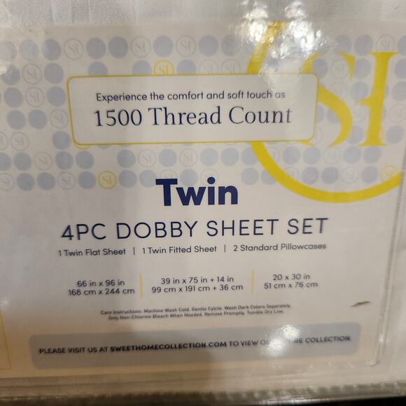 Dobby Stripe Sheets - 4 Piece 1500ct Fine Brushed Microfiber Deep Pocket - Twin - Picture 4 of 8